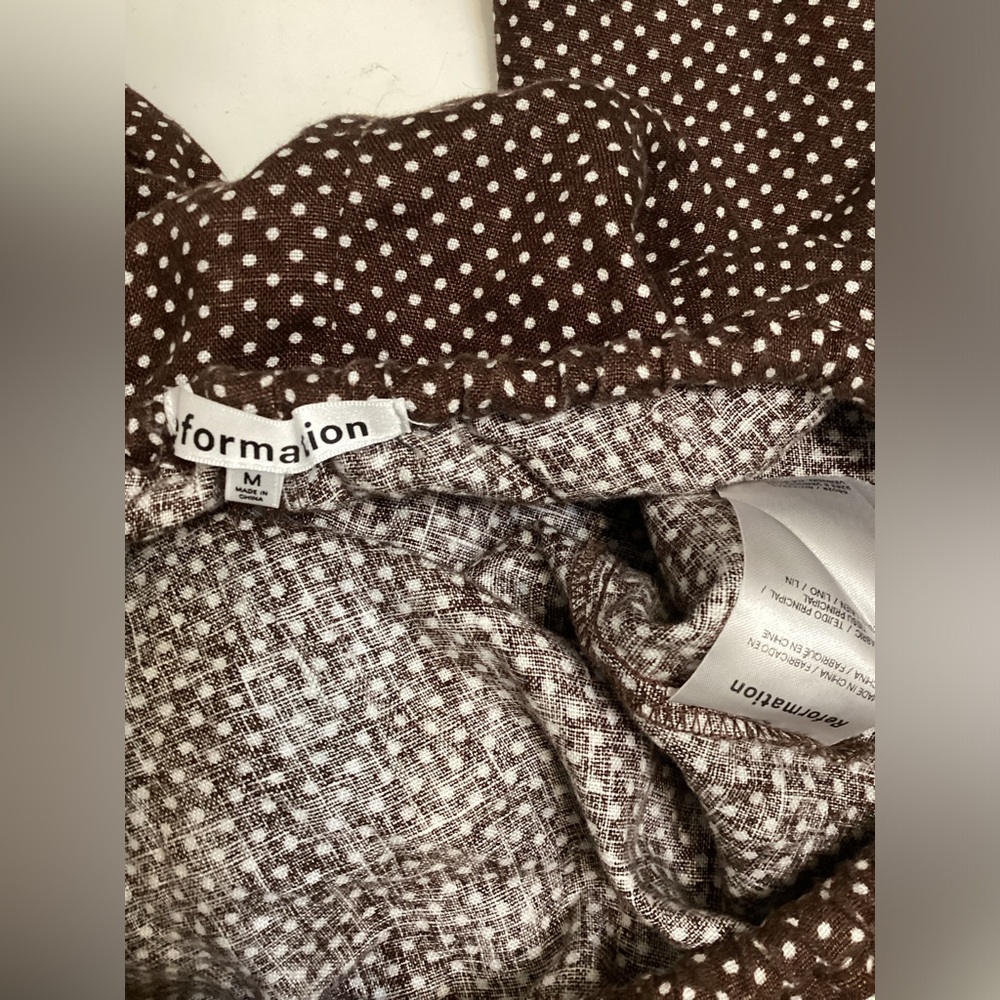 Reformation Jaida Linen Brown Pants Polkadot Size M - Picture 8 of 11
